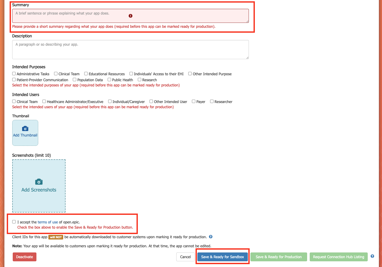Epic Sandbox Final Setup
